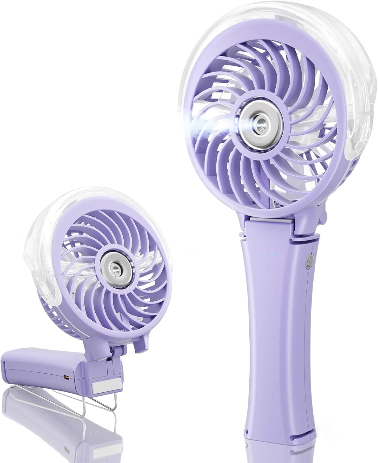 HandFan Upgraded Portable Handheld Misting Fan, Rechargeable Personal Mister Fan, Spray Water Mist Fans, Foldable Electric Mini Cooling Hand Fans for Beach Travel Disney Makeup(Light Purple) Mini handheld fan for personal cooling