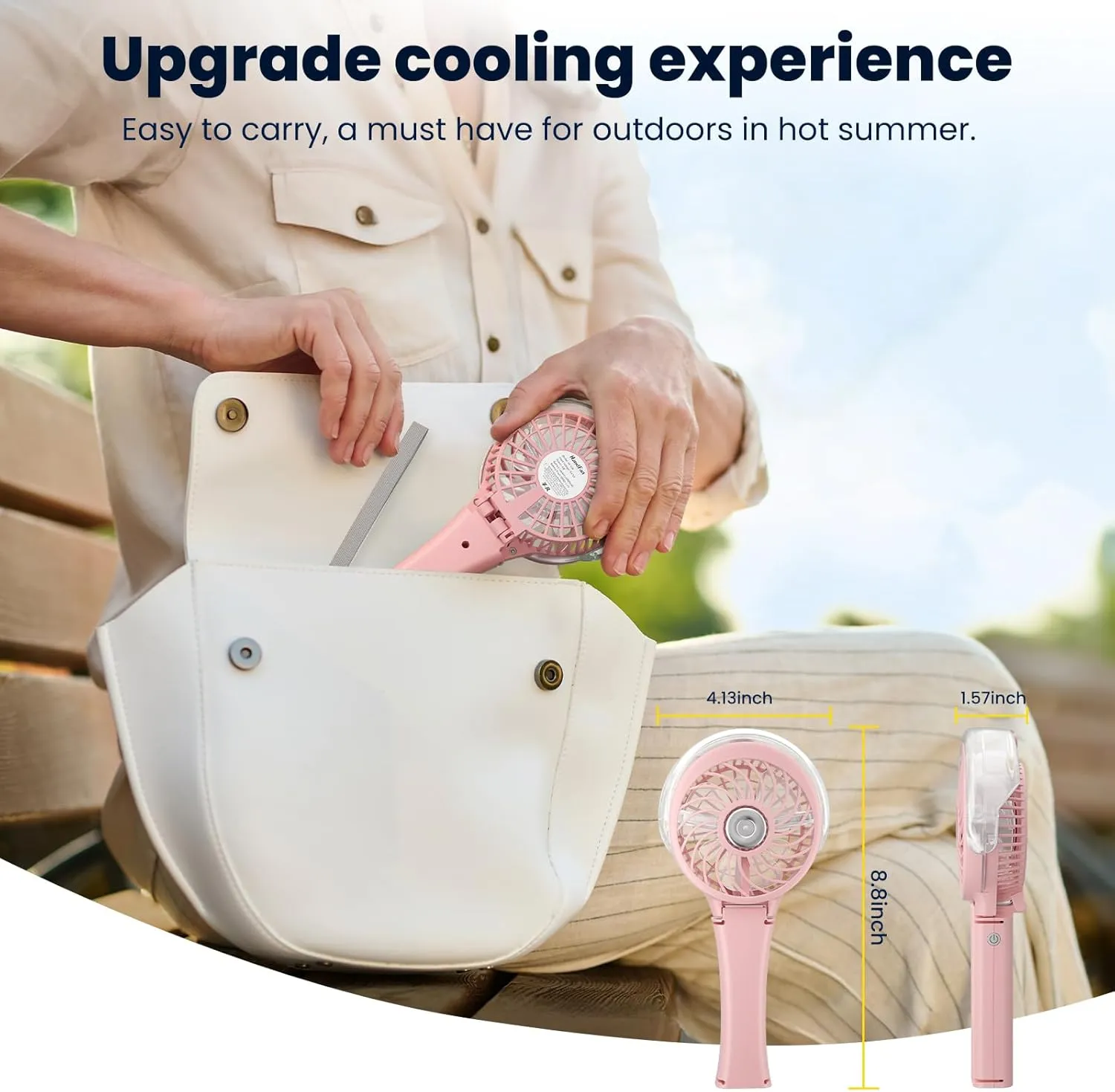 HandFan Upgraded Portable Handheld Misting Fan, Rechargeable Personal Mister Fan, Spray Water Mist Fans, Foldable Electric Mini Cooling Hand Fans for Summer Beach Travel Concerts Disney(Pink)
