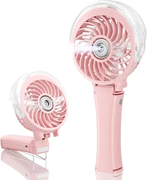 HandFan Upgraded Portable Handheld Misting Fan, Rechargeable Personal Mister Fan, Spray Water Mist Fans, Foldable Electric Mini Cooling Hand Fans for Summer Beach Travel Concerts Disney(Pink) Mini handheld fan for personal cooling