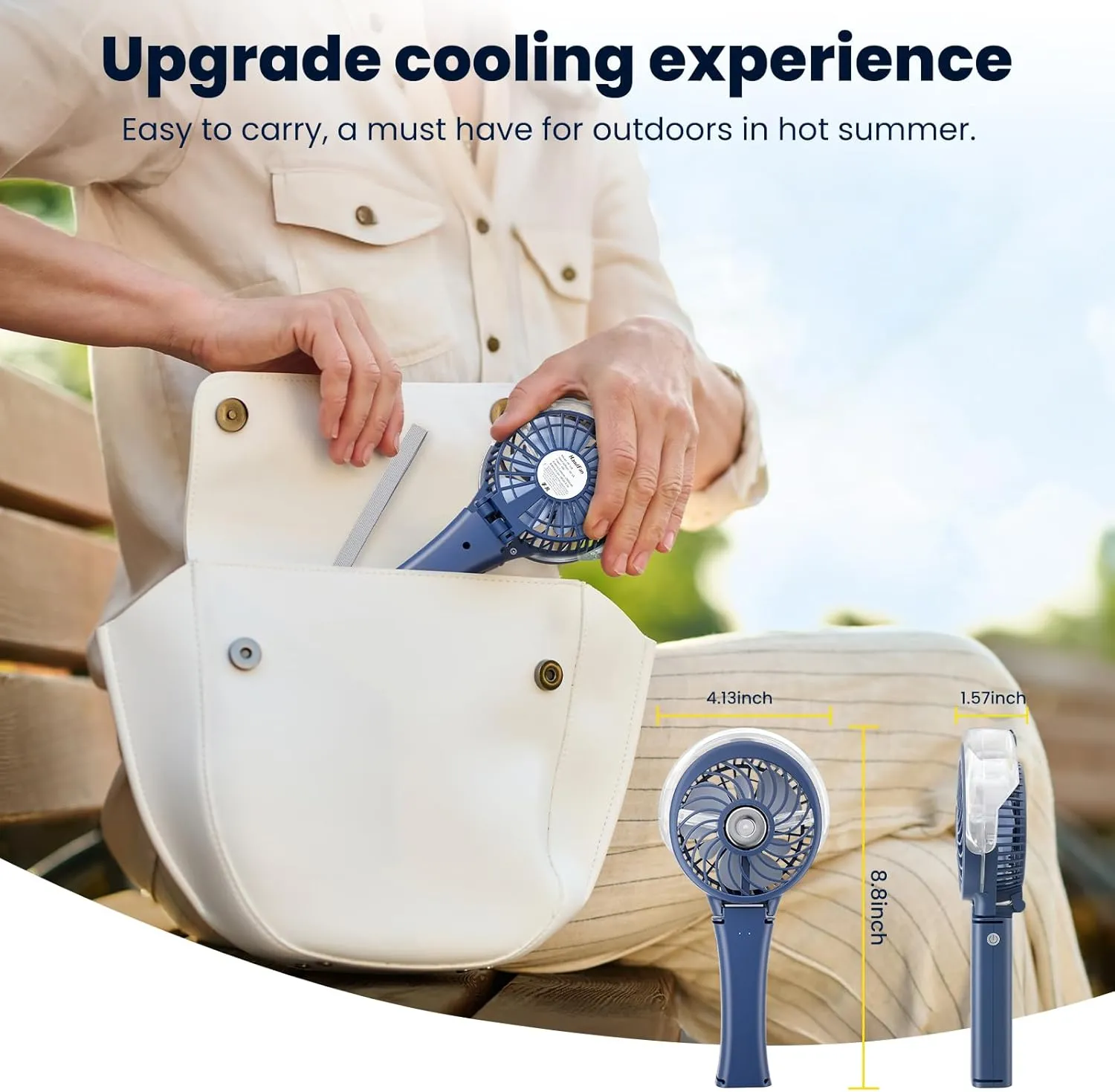 HandFan Upgraded Portable Handheld Misting Fan, Rechargeable Personal Mister Fan, Spray Water Mist Fans, Foldable Mini Cooling Hand Fans for Summer Beach Travel Concerts, Gifts for Women(Royal Blue)