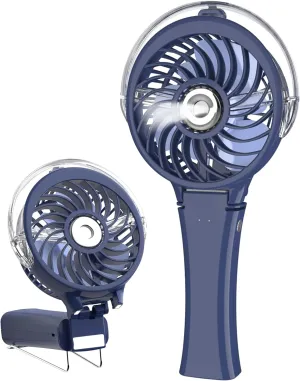 HandFan Upgraded Portable Handheld Misting Fan, Rechargeable Personal Mister Fan, Spray Water Mist Fans, Foldable Mini Cooling Hand Fans for Summer Beach Travel Concerts, Gifts for Women(Royal Blue) Battery-powered portable fan