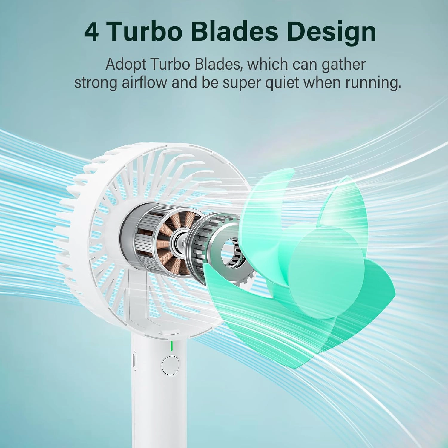 HandFan 15dB Super Quiet Portable Handheld Fan, Rechargeable Hand Fan with Charging Base, Personal Cooling Electric Fan for Eyelash Makeup Desk Office Travel Outdoors(White)