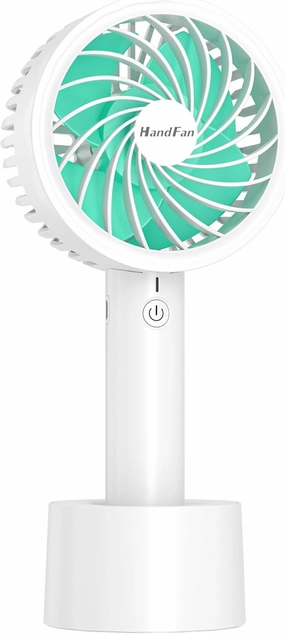 HandFan 15dB Super Quiet Portable Handheld Fan, Rechargeable Hand Fan with Charging Base, Personal Cooling Electric Fan for Eyelash Makeup Desk Office Travel Outdoors(White) Mini handheld fan for personal cooling