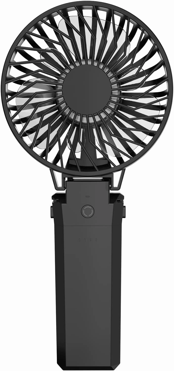 HandFan 5200mAh Portable Fan Handheld, 6 Speeds Hand Held Fan 180 Foldable Personal, Battery Operated USB Rechargeable, Handle Separate Design for Travel/School/Outdoors/Indoors (6 Speeds Black)