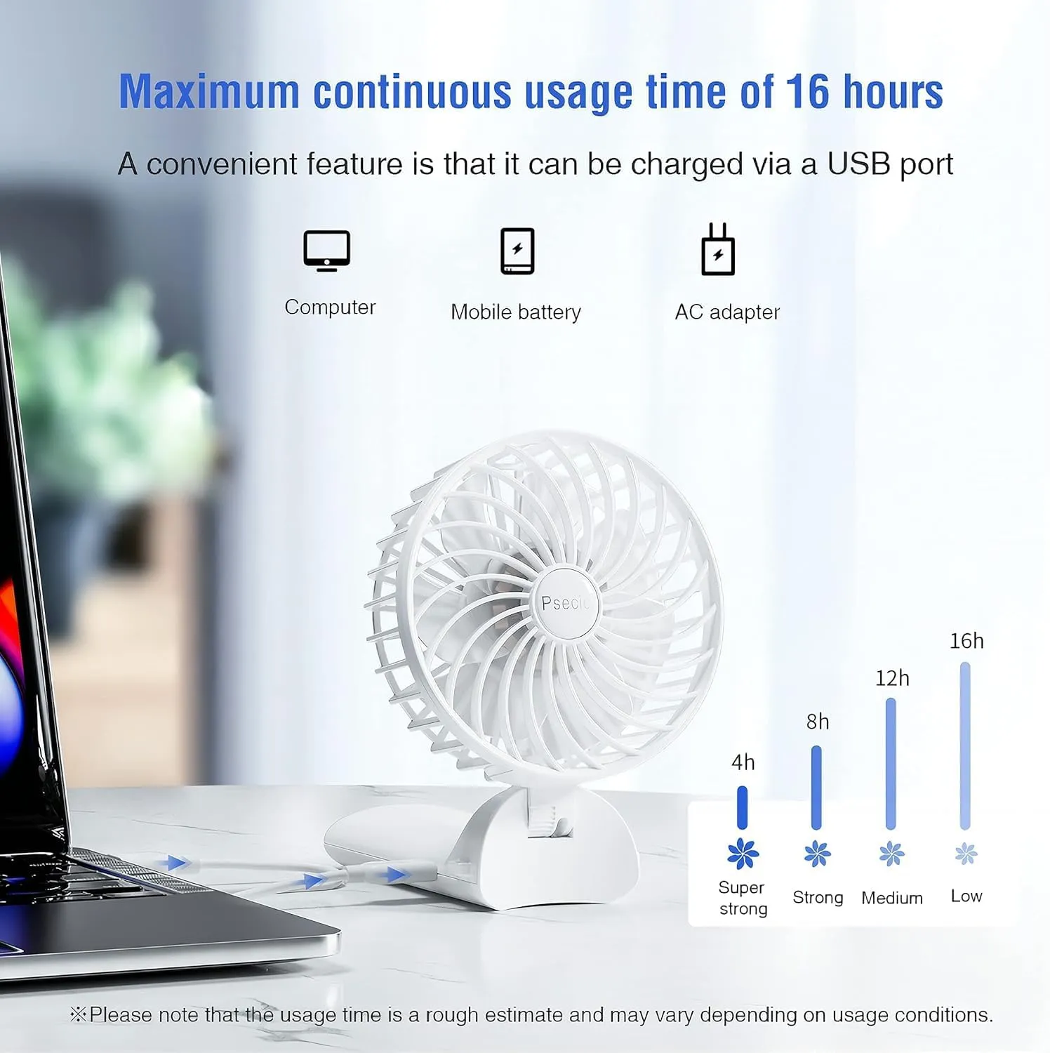 Handheld Fan, Mini Portable Personal Fan with lanyard, 4 Speeds Level 180 Foldable Design for Desk/Travel/Office/Outdoor