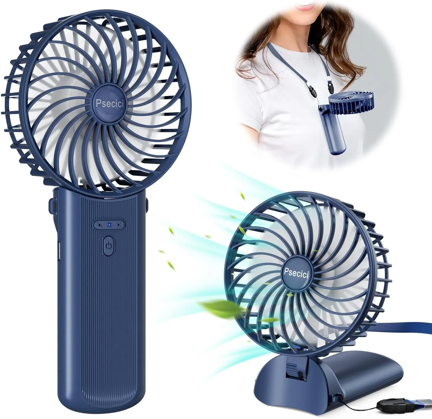 Handheld Fan, Mini Portable Personal Fan with lanyard, 4 Speeds Level 180 Foldable Design for Desk/Travel/Office/Outdoor Battery-powered portable fan