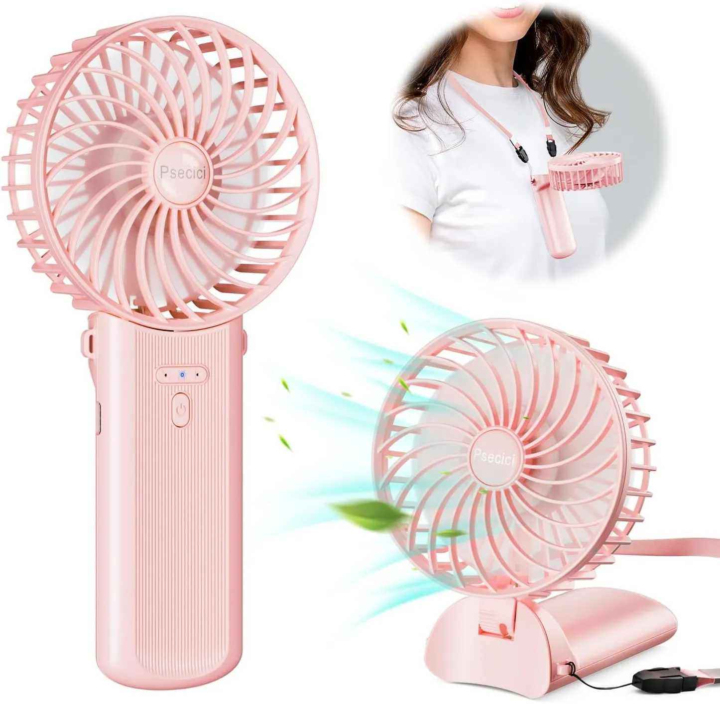 Handheld Fan, Mini Portable Personal Fan with lanyard, 4 Speeds Level 180 Foldable Design for Desk/Travel/Office/Outdoor Battery-powered portable fan