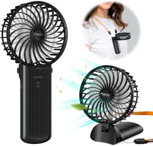 Handheld Fan, Mini Portable Personal Fan with lanyard, 4 Speeds Level 180 Foldable Design for Desk/Travel/Office/Outdoor Battery-powered portable fan