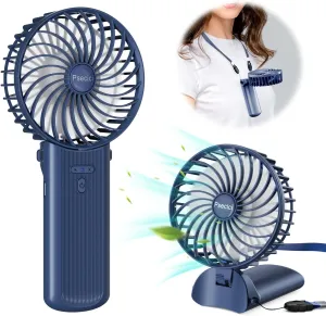 Handheld Fan, Mini Portable Personal Fan with lanyard, 4 Speeds Level 180 Foldable Design for Desk/Travel/Office/Outdoor Battery-powered portable fan