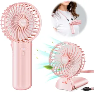 Handheld Fan, Mini Portable Personal Fan with lanyard, 4 Speeds Level 180 Foldable Design for Desk/Travel/Office/Outdoor Battery-powered portable fan