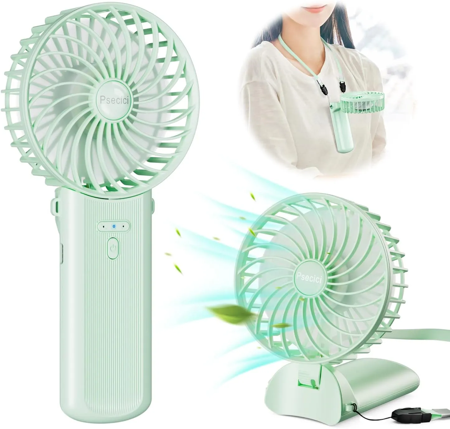 Handheld Fan, Mini Portable Personal Fan with lanyard, 4 Speeds Level 180 Foldable Design for Desk/Travel/Office/Outdoor Battery-powered portable fan