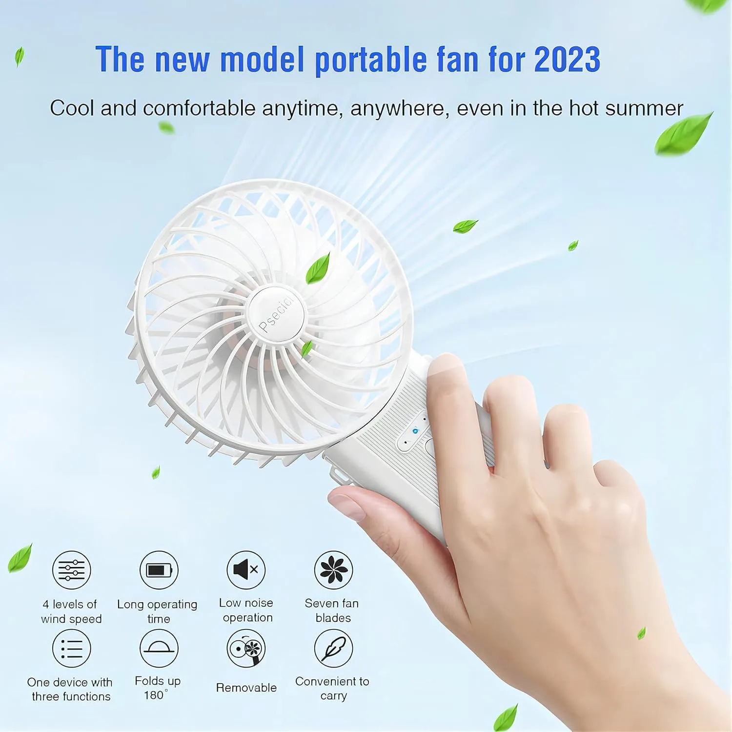 Handheld Fan, Mini Portable Personal Fan with lanyard, 4 Speeds Level 180 Foldable Design for Desk/Travel/Office/Outdoor
