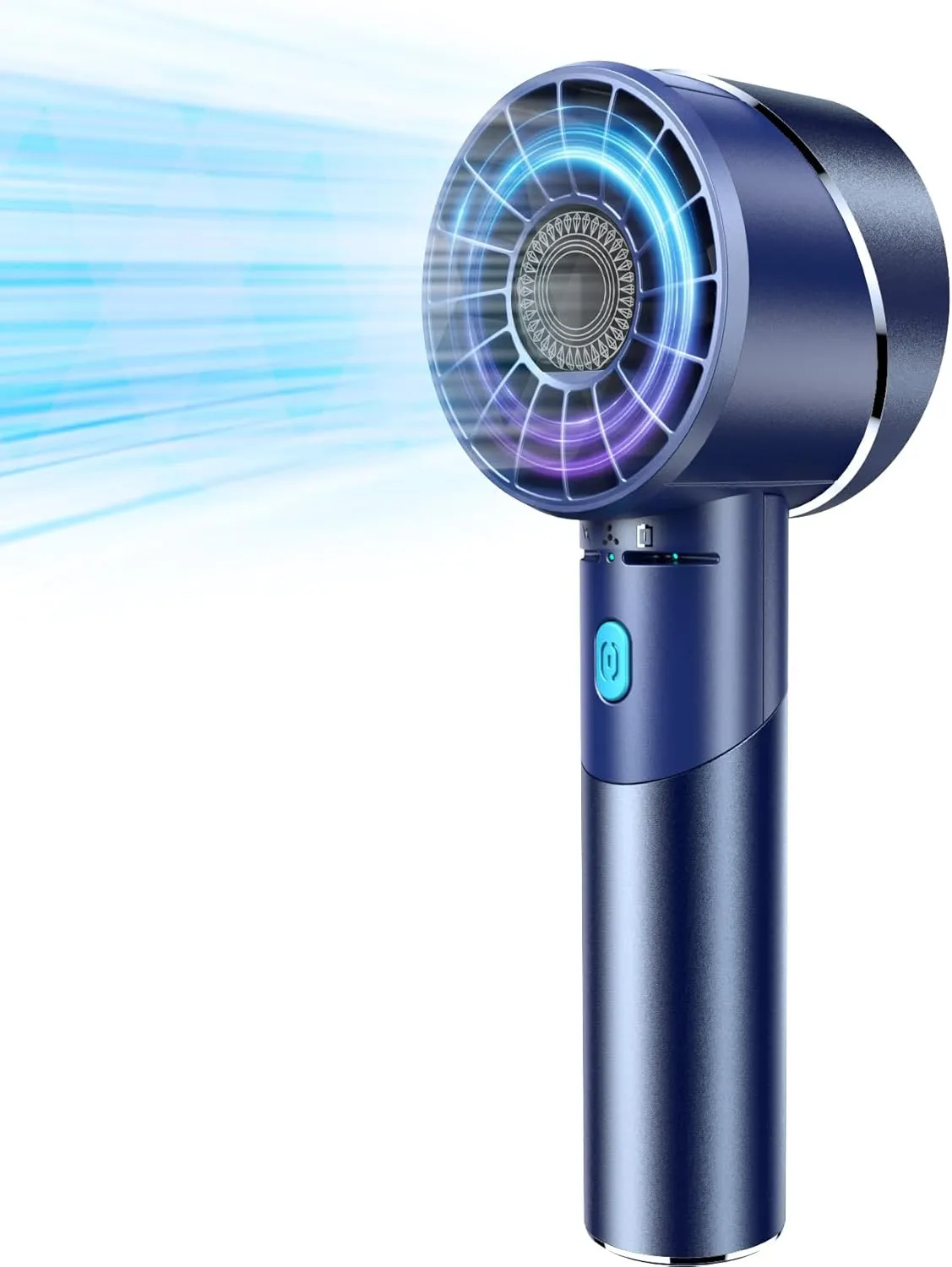 Handheld Fan, Mini Small Portable Turbo Fan, Rechargeable with 4 High Speeds Personal Fans, Max 16H Runtime, For Travel, Office, Outdoor - Dark Blue Mini handheld fan for personal cooling