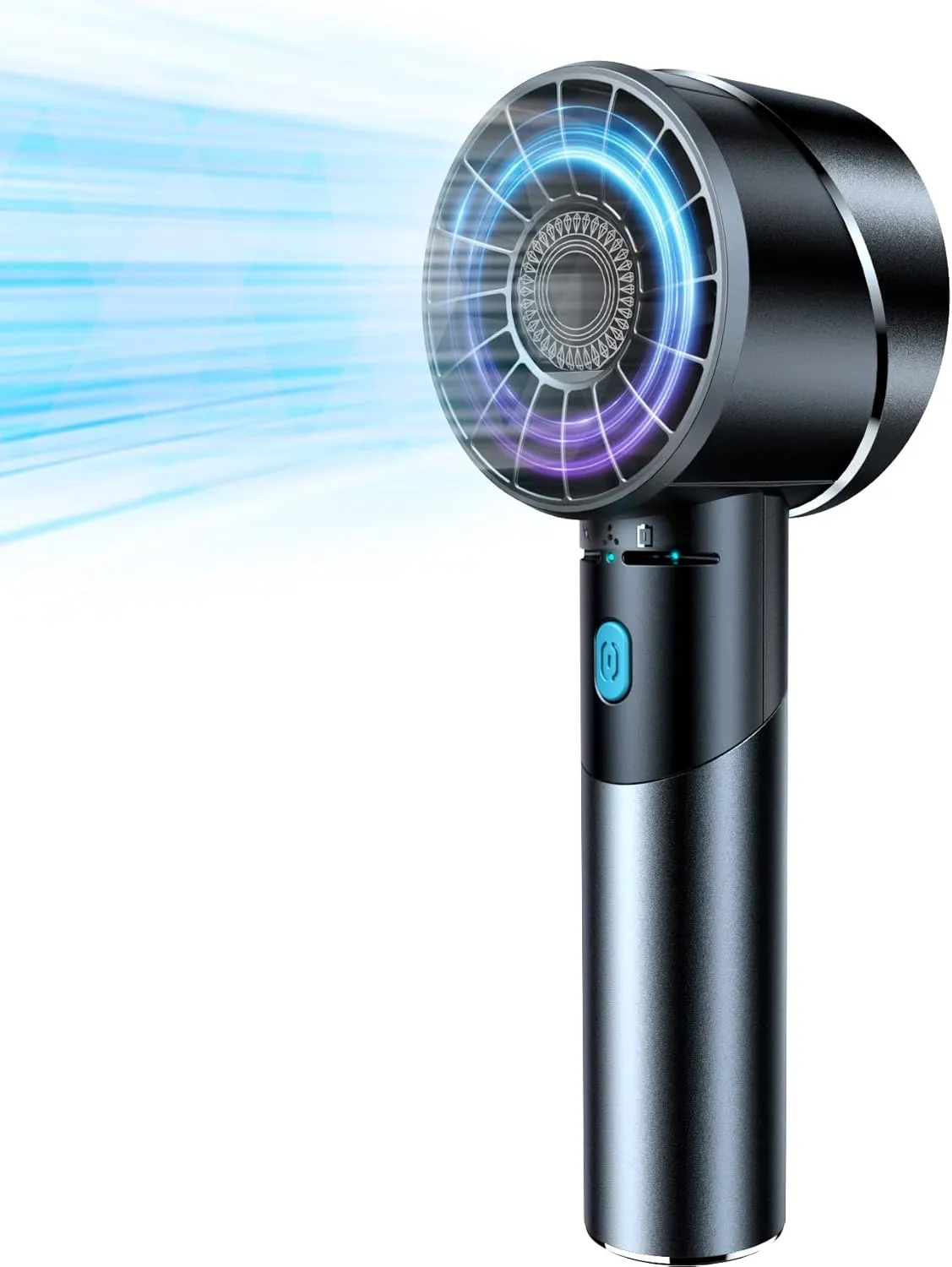 Handheld Fan, Mini Small Portable Turbo Fan, Rechargeable with 4 High Speeds Personal Fans, Max 16H Runtime, For Travel, Office, Outdoor - Grey Mini handheld fan for personal cooling