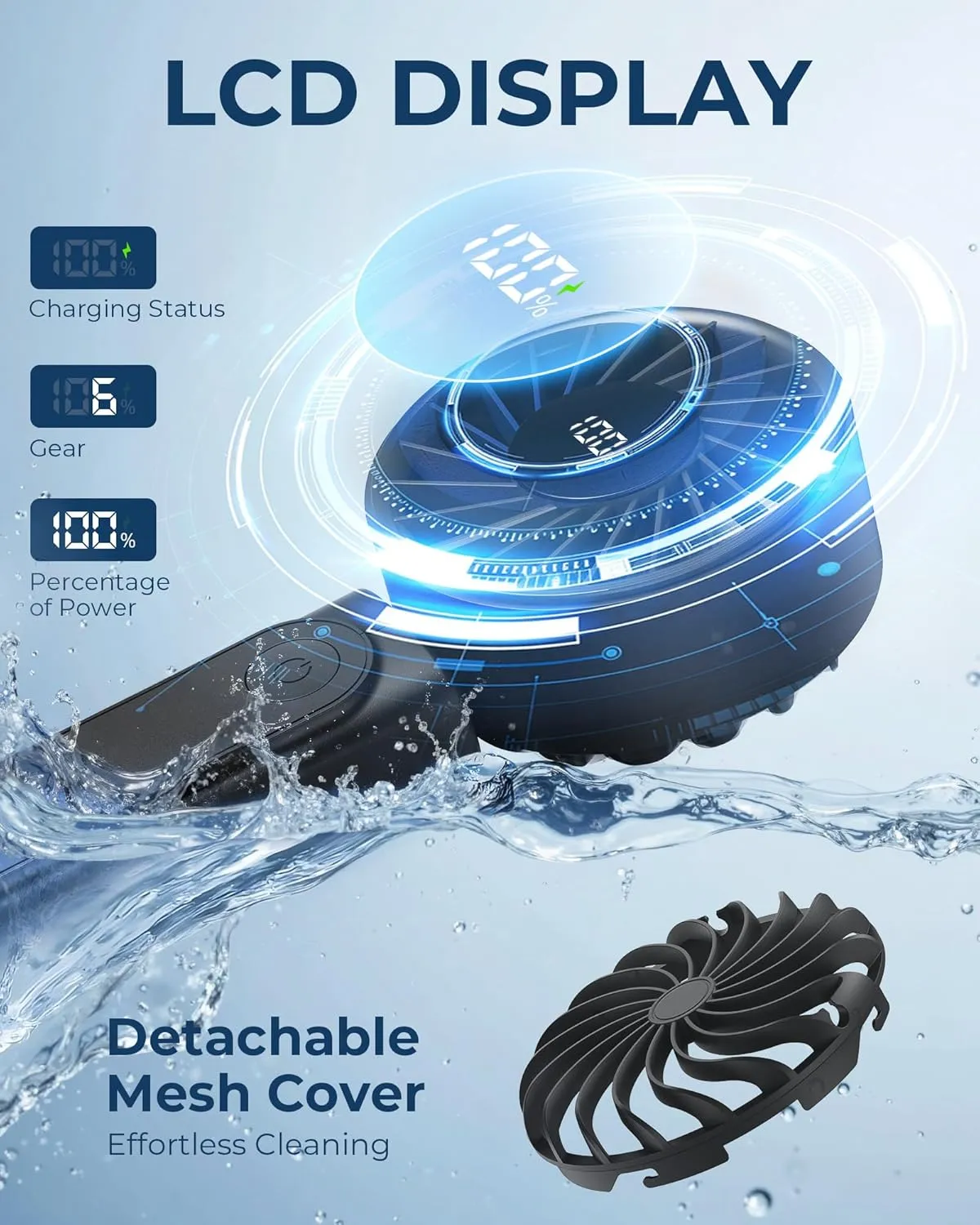 Handheld Fan, Portable Fan, 4000mAh Rechargeable Personal, 180 Foldable Mini Desk Fan with 6 Wind Speed, LCD Digital Display, Lanyard as Neck, Ultra Quiet, Pocket Size for Indoor Outdoor