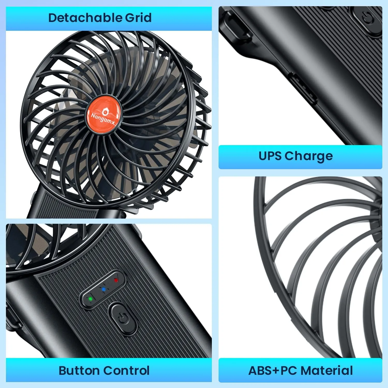Handheld Fan Portable Foldable Rechargeable: Black Mini Portable Handheld Fan 180 Adjustable Folded 4 Speed 2000mAh Lanyard Hand Desk Neck Fan Indoor Outdoor Travel Essentials for Gifts Women Men Kid