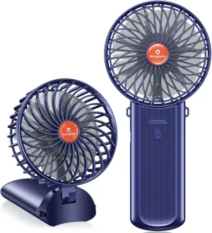Handheld Fan Portable Foldable Rechargeable: Blue Mini Portable Handheld Fan 180 Adjustable Folded 4 Speed 2000mAh Lanyard Hand Desk Neck Fan Indoor Outdoor Travel Essentials for Gifts Women Men Kid Mini handheld fan for personal cooling
