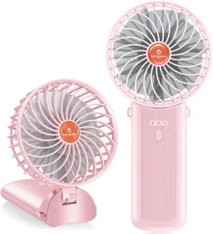 Handheld Fan Portable Foldable Rechargeable: Pink Mini Portable Handheld Fan 180 Adjustable Folded 4 Speed 2000mAh Lanyard Hand Desk Neck Fan Indoor Outdoor Travel Essentials for Gifts Women Men Kid Mini handheld fan for personal cooling