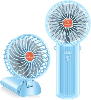 Handheld Fan Portable Foldable Rechargeable: Sky Blue Mini Portable Handheld Fan 180 Adjustable Folded 4 Speed 2000mAh Lanyard Hand Desk Neck Fan Indoor Outdoor Travel Essentials for Gifts Women Men Mini handheld fan for personal cooling