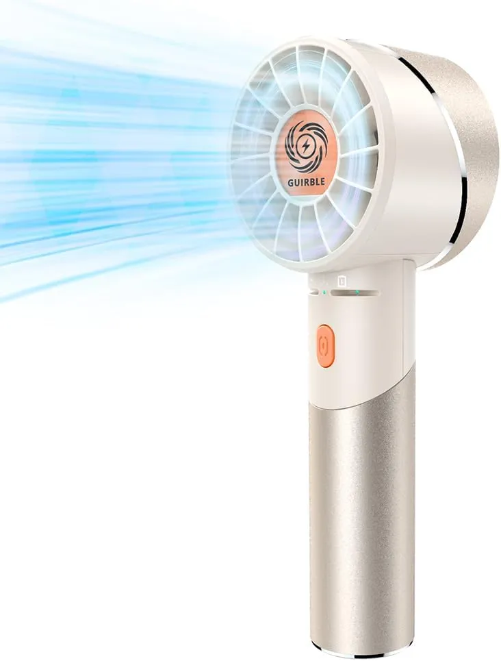 Handheld Fan,Portable Turbo Fan,Powerful Personal Fan(7000rpm High-Speed Motor,Battery Work 3-16 H),USB Rechargeable Mini Handheld Fan for Travel/Outdoor/Gift/Makeup (Beige) Mini handheld fan for personal cooling