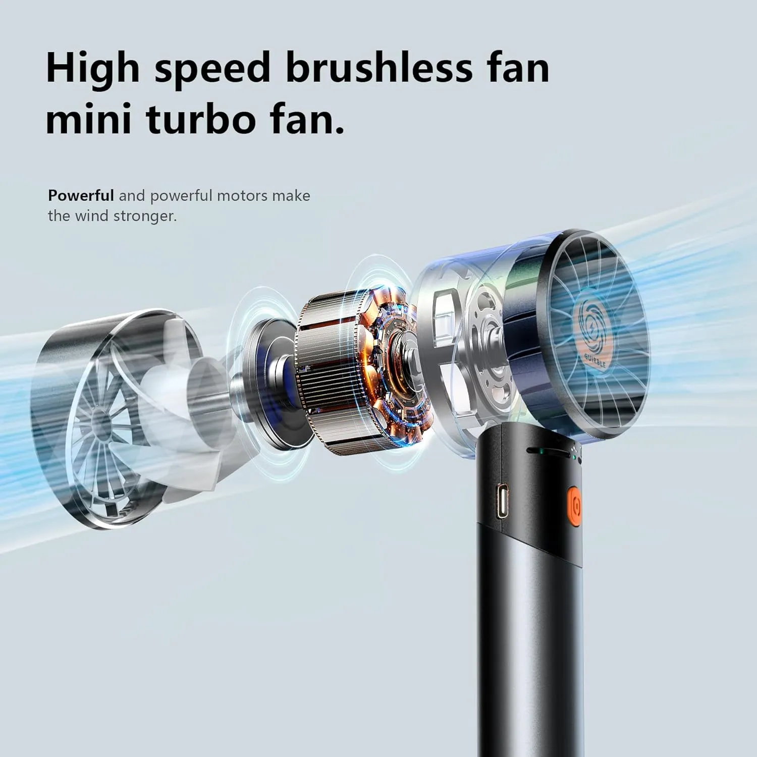 Handheld Fan,Portable Turbo Fan,Powerful Personal Fan(7000rpm High-Speed Motor,Battery Work 3-16 H),USB Rechargeable Mini Handheld Fan for Travel/Outdoor/Gift/Makeup (Black)