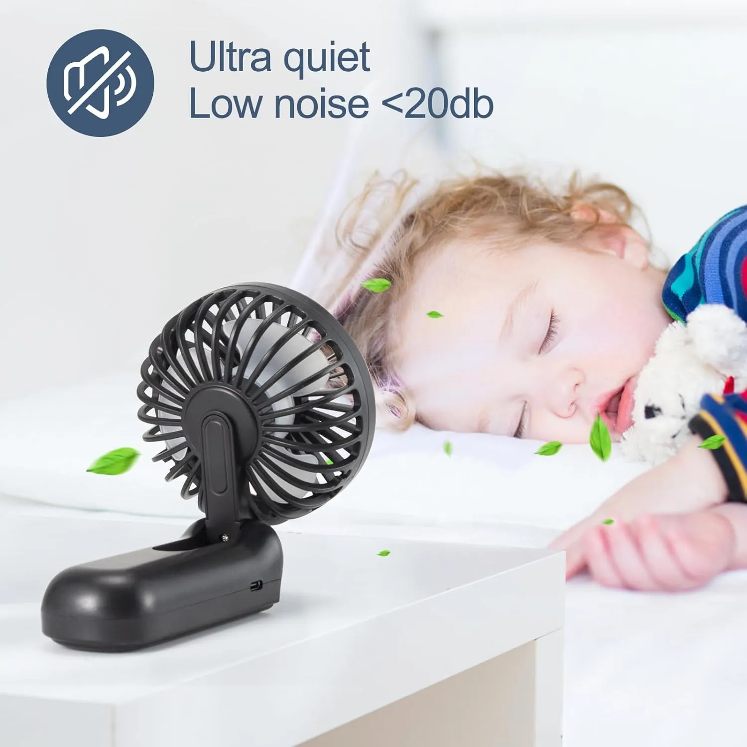 Handheld Mini Fan, Handheld/Neck/Desk 3 in 1 Small Portable Fan USB Rechargeable, 3000mAh Battery Operated with LED Display, 180 Foldable with 5 Speed Wind (Black)