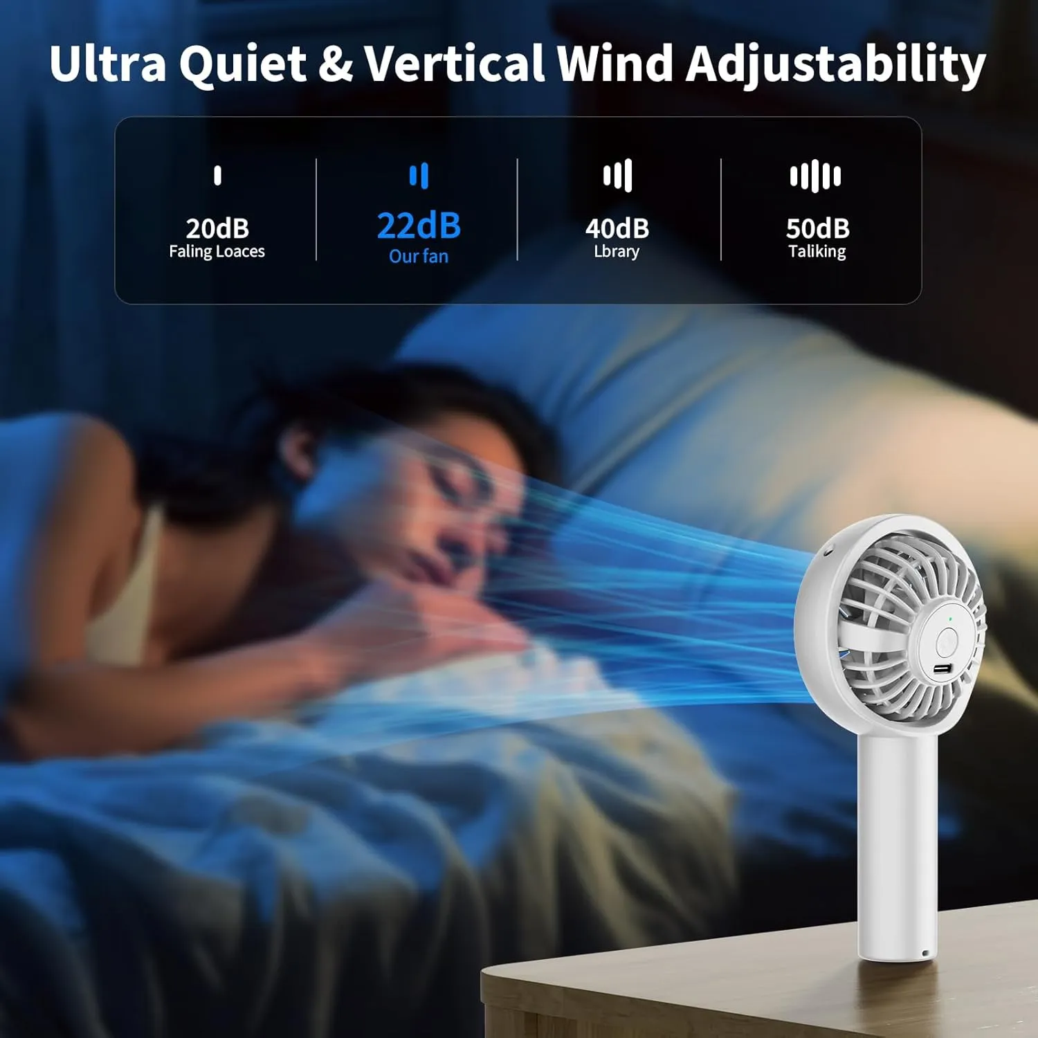 Handheld Mini Fan, Portable 90Tilts Up&Down Fans, USB Rechargeable Small Pocket Fan, Battery Operated Personal Fans with 3 Speeds for Stylish Girl/Women/Men/Pets/Indoor/Outdoor/Camping/Travel