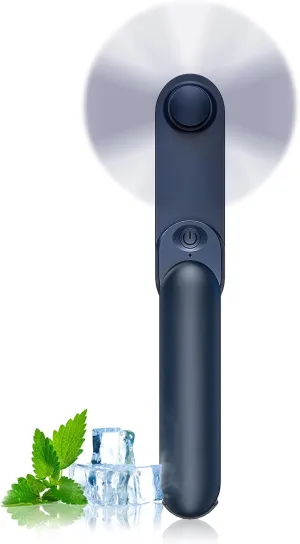 Handheld Mini Fan with USB Rechargeable 2000mAh Battery, Portable Hand Held Lash Fan for Makeup with 13 Woking Hours, Small Foldable Pocket Fans for Travel, Gifts for Women - Dark Blue Mini handheld fan for personal cooling