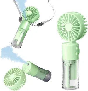Handheld Misting Fan, Multi-purpose for Portable Mini Mister Neck Fan, 1500mAh Desk Fan, 4 Speed Adjustable, Suitable for Women, Home, Office, Travel (Green) Mini handheld fan for personal cooling