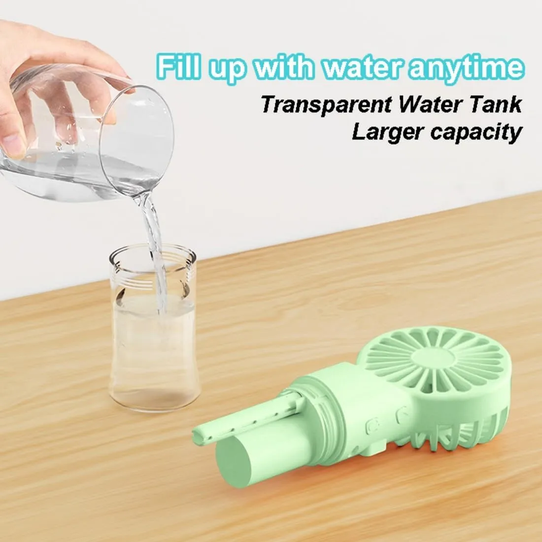 Handheld Misting Fan, Multi-purpose for Portable Mini Mister Neck Fan, 1500mAh Desk Fan, 4 Speed Adjustable, Suitable for Women, Home, Office, Travel (Green)