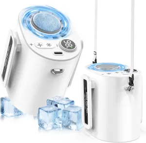 Handheld Portable Fan Rechargeable with Ice Cooler, 5000mAh, 1-100 Speeds,Strong Airflow, Personal Waist Fan, Hands-Free Hanging,Wearable for Camping, Outdoor, Jobsite Neck fan for hands-free comfort