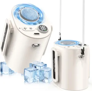 Handheld Portable Fan Rechargeable with Ice Cooler, 5000mAh, 1-100 Speeds,Strong Airflow, Personal Waist Fan, Hands-Free Hanging,Wearable for Camping, Outdoor, Jobsite Neck fan for hands-free comfort