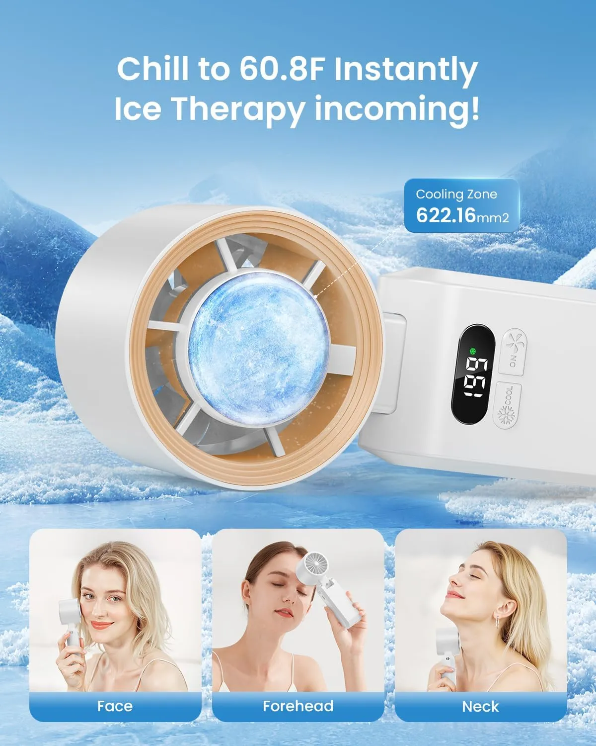 Handheld Portable Fan with Ice Cooler,Speed (1-199) 5500mAh Rechargeable Personal Fan,[20H Cooling Time] Super Mini Yet Powerful [20000 RPM] Small Pocket Hand Fan for Travel/Outdoor/Office,White