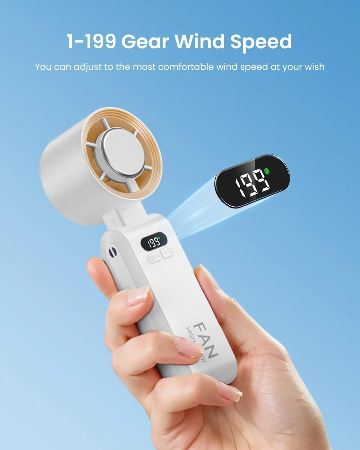 Handheld Portable Fan with Ice Cooler,Speed (1-199) 5500mAh Rechargeable Personal Fan,[20H Cooling Time] Super Mini Yet Powerful [20000 RPM] Small Pocket Hand Fan for Travel/Outdoor/Office,White