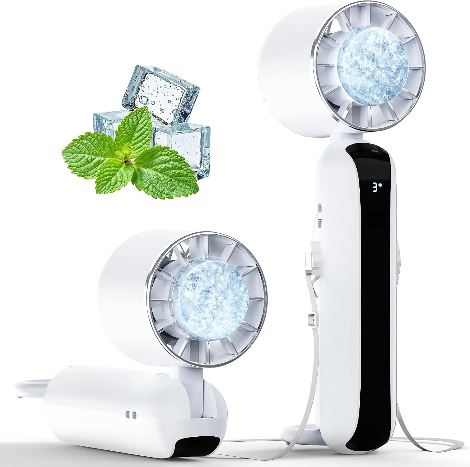 Handheld Portable Turbo Fan, Mini Fan 3 Speed USB Rechargeable 5000mAh Battery, Adjustable Turbo Mini Cooling, LED Display, Ideal Gift for Women, Men, Travel, Camping and Outdoor Activities Mini handheld fan for personal cooling
