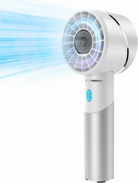 Handheld Fan, Mini Small Portable Turbo Fan, Rechargeable with 4 High Speeds Personal Fans, Max 16H Runtime, For Travel, Office, Outdoor - Silver Mini handheld fan for personal cooling