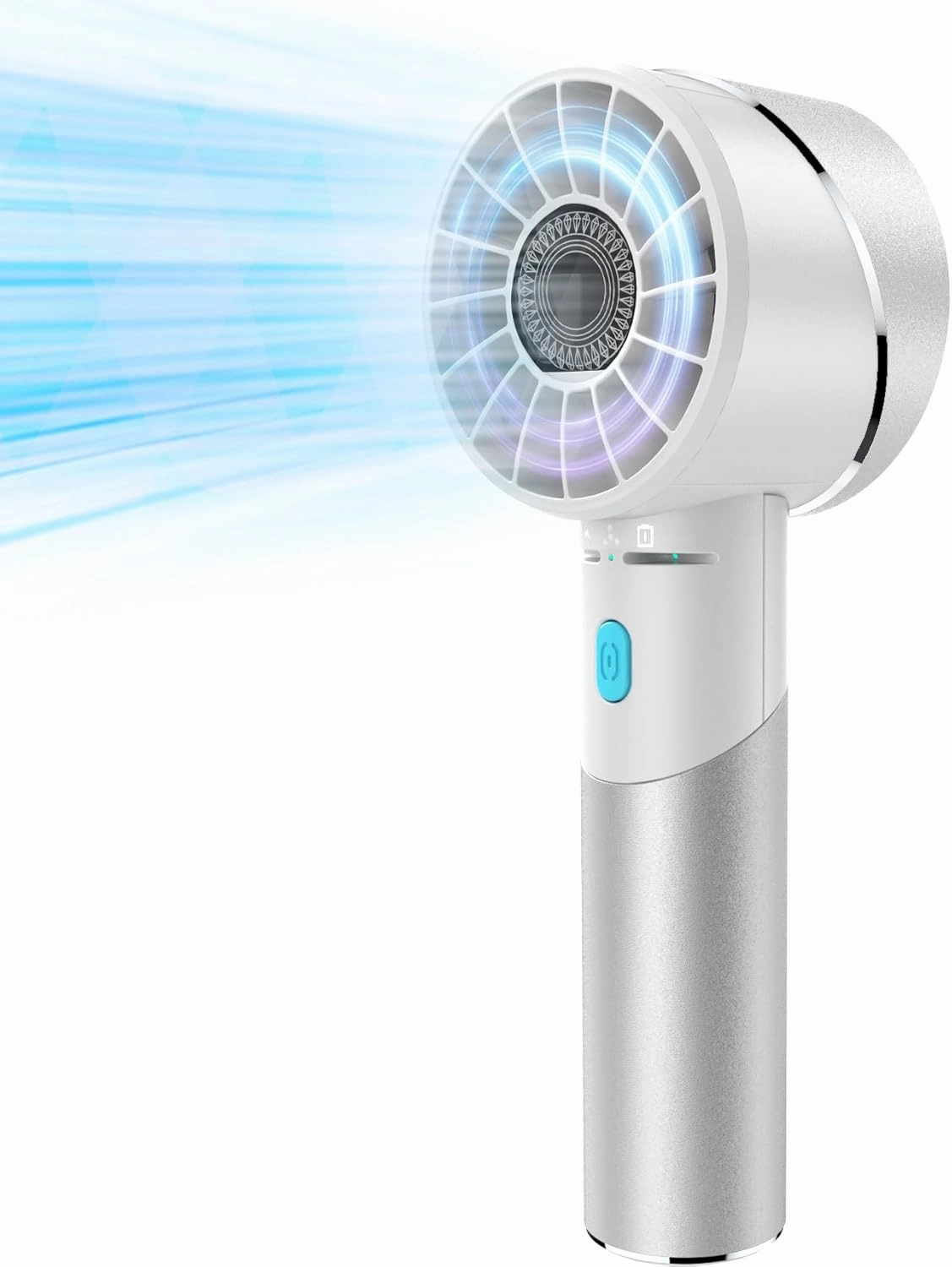 Handheld Fan, Mini Small Portable Turbo Fan, Rechargeable with 4 High Speeds Personal Fans, Max 16H Runtime, For Travel, Office, Outdoor - Silver Mini handheld fan for personal cooling