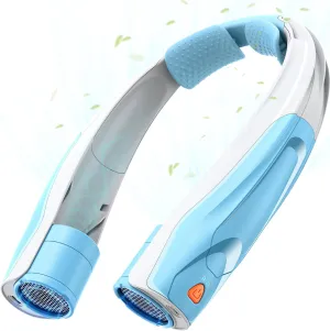 Hands-Free Portable Neck Fan - 6000mAh High Capacity Battery, USB Dual Port Fast Charging, Ultra-Quiet 6 Speeds Cooling Air, 360 Airflow for Outdoor, Indoor, Office, Travel - Blue Neck fan for hands-free comfort