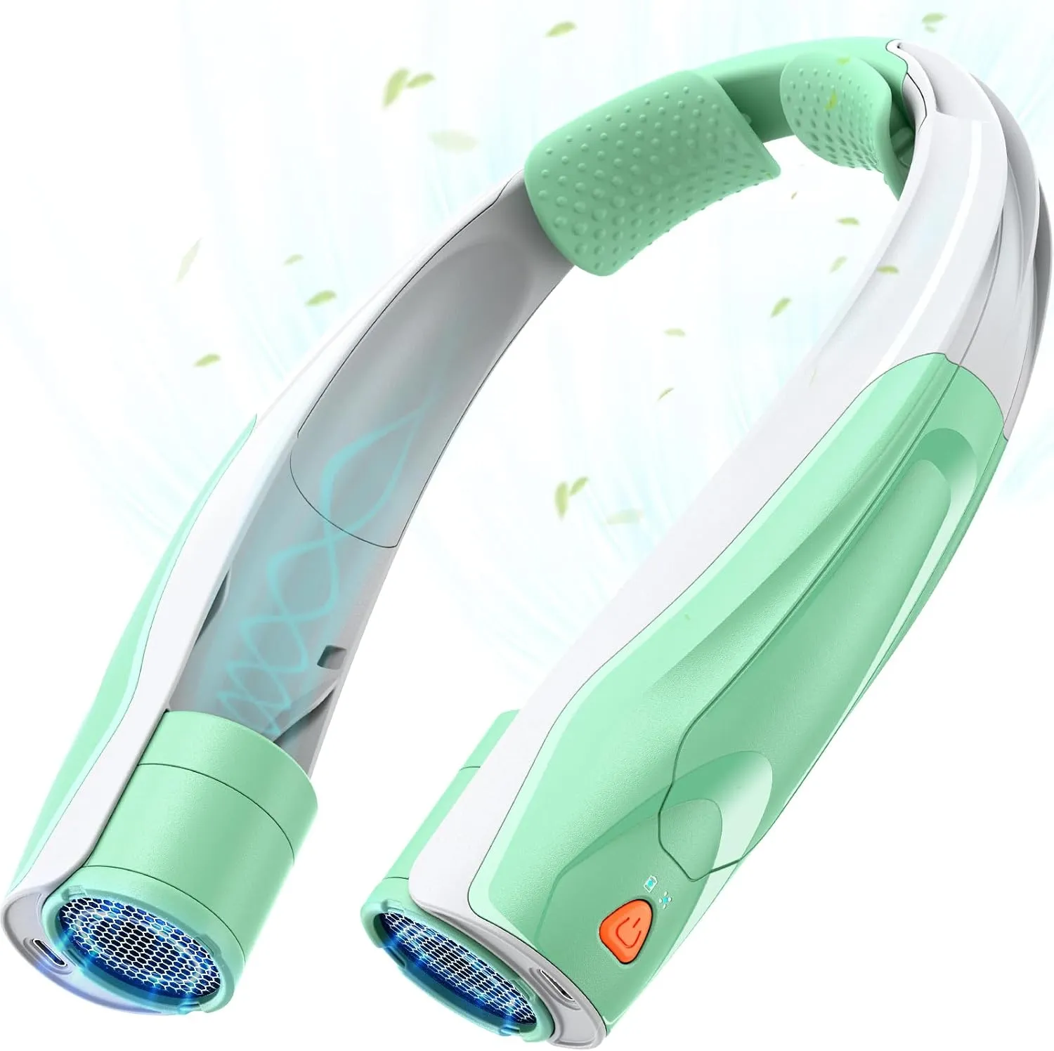 Hands-Free Portable Neck Fans - 6000mAh High Capacity Battery, USB Dual Port Fast Charging, Ultra-Quiet 6 Speeds Cooling Air, 360 Airflow for Outdoor, Indoor, Office, Travel - Green Neck fan for hands-free comfort