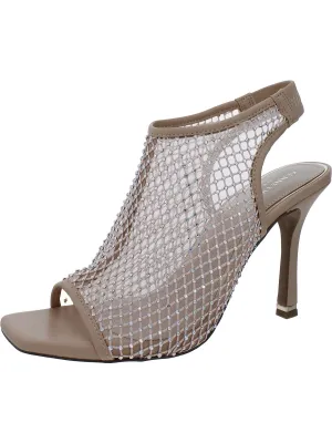 Hayley Womens Rhinestone Mesh Slingback Heels