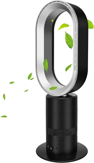 HealSmart 27 Inch Bladeless Tower Fan with Timing Closure and Remote Control, Low Noise Air Circulator Floor Fan for Home and Office Use, Adjustable Speeds & 90 Swivel, Black Tower bladeless fan for modern homes