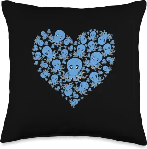 Heart Octopus Mollusk Tentacles Sea Creatures Throw Pillow, 16x16, Multicolor Octopus-shaped decorative fan