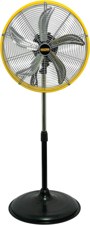 HiCFM 5000 CFM 20 inch High Velocity Pedestal Oscillating Fan, Powerful 1/5 HP Motor, 6FT Power Cord and Oscillation Standing Fan for Commercial or Industrial - UL Safety Listed (Yellow) Fan with safety blade design