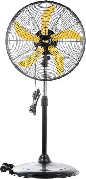 HiCFM 5000 CFM 20 inch High Velocity Pedestal Oscillating Fan with Powerful 1/5 Motor, 9ft Power Cord, Oscillation, Metal Body with Wheels for Garage, Commercial, Industrial - UL Safety Listed Fan with safety blade design