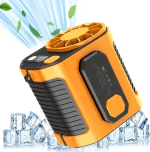 High Speed Waist Fan, 5000 Rpm, 5 Speeds & Flashlight, Orange, Wearable Waist-Mounted Fan, Ideal For Farm Work Fishing Hiking Waist-mounted portable fan for outdoor use
