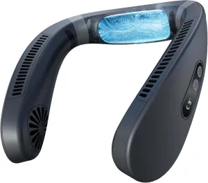HIGO CoolMaster Ultra Neck Fan, Neck Air Conditioner, 2-in-1 Cooling Neck Fan Portable Rechargeable, Wearable Personal Fan, 5500mAh Large Battery, Ergonomic Design, Glacier Gray Neck fan for hands-free comfort