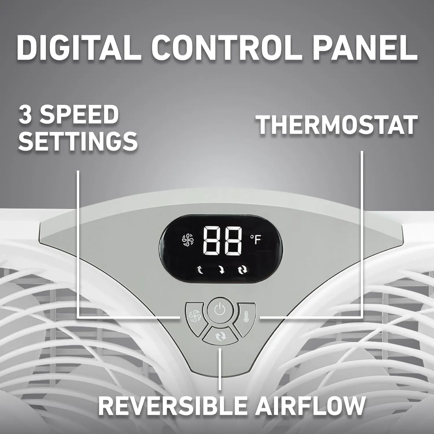 Holmes 9" CleanBreeze Digital Window Fan Thermostat, Remote Control, Adjustable Extender Panels, Water-Resistant Design, White
