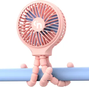 HomeLifairy Portable Stroller Fan, USB or Rechargeable Battery Operated with 3 Speeds and 360Rotate, Cooling Clip On for Baby Crib Travel Car Seat Pink 360-degree rotating fan for home use