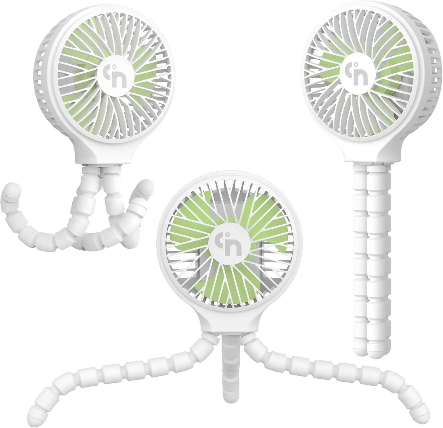 HomeLifairy Portable Stroller Fan, USB or Rechargeable Battery Operated with 3 Speeds and 360Rotate, Cooling Clip On for Baby Crib Travel Car Seat White