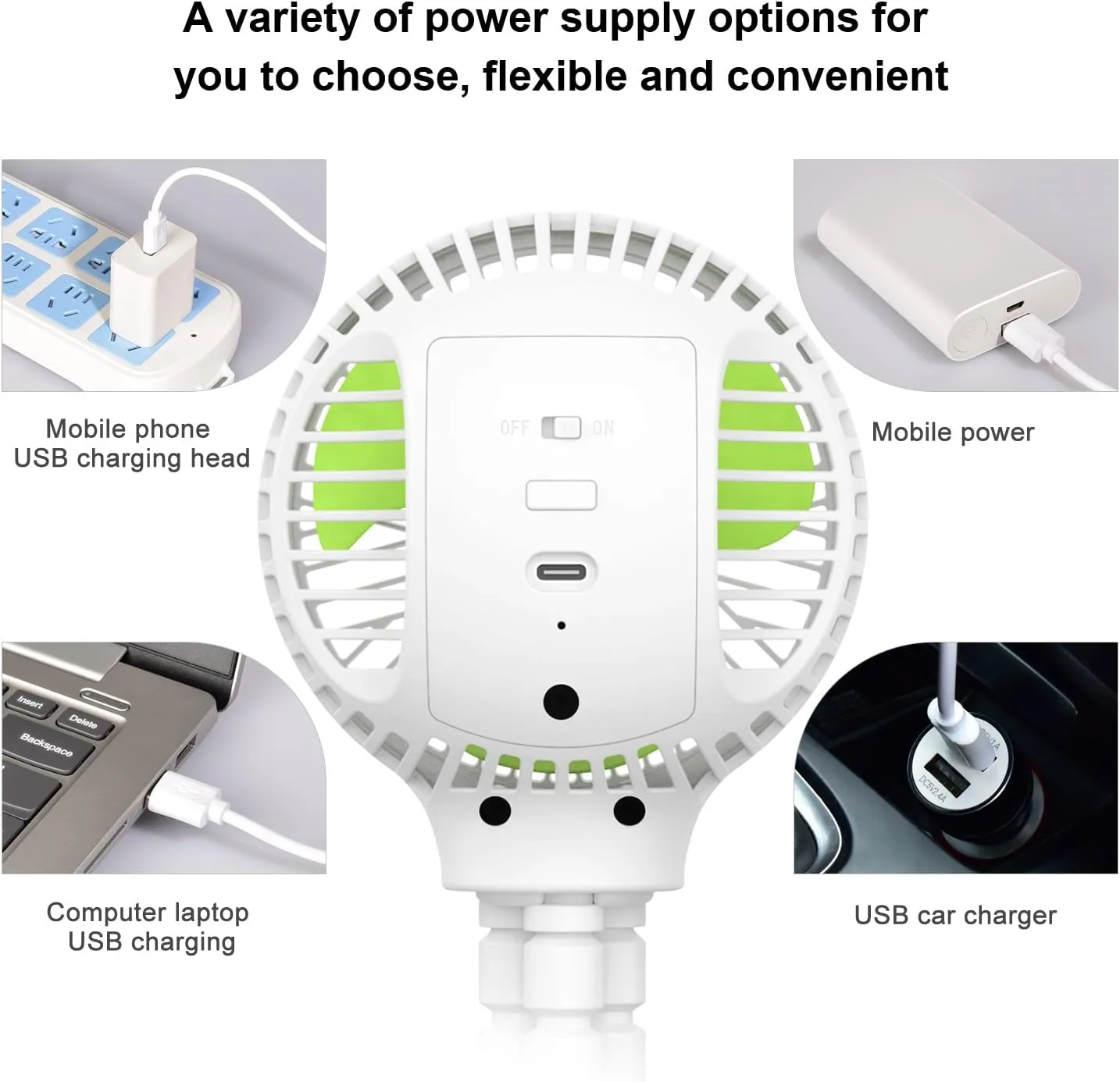 HomeLifairy Portable Stroller Fan, USB or Rechargeable Battery Operated with 3 Speeds and 360Rotate, Cooling Clip On for Baby Crib Travel Car Seat White